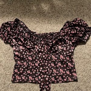 Pink and Black Floral Blouse/Corset